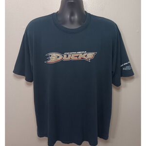 Vintage 90s Y2K Anaheim Ducks Adult XL NHL T-shirt Black Tee 2000 Gildan